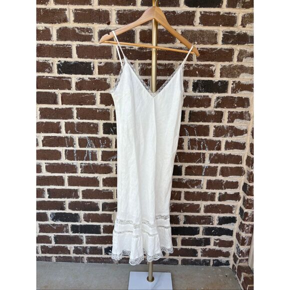 NWOT Gold Hawk White Linen & Lace Midi Length Dress Size Small - Picture 1 of 10